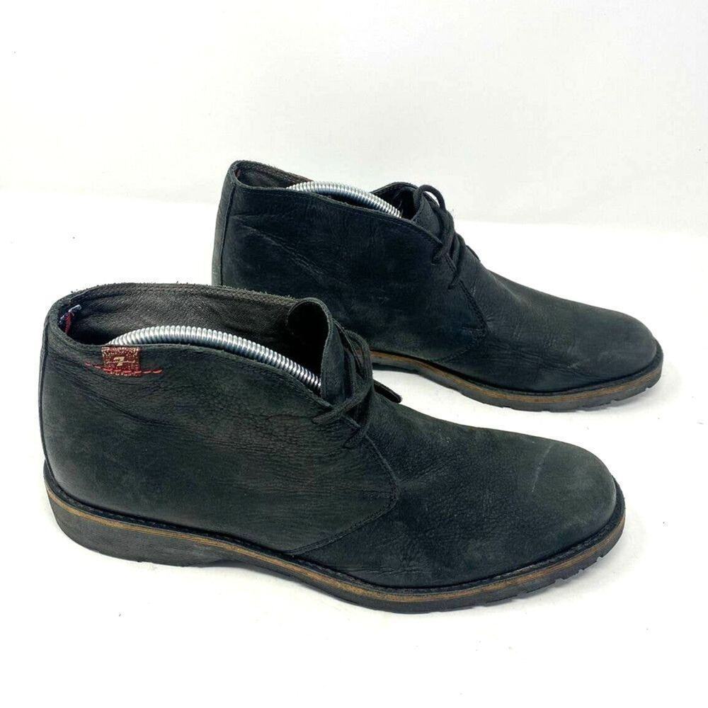 7 For‎ All Mankind Mens Black Leather Desert Chukka Boots Size 11.5